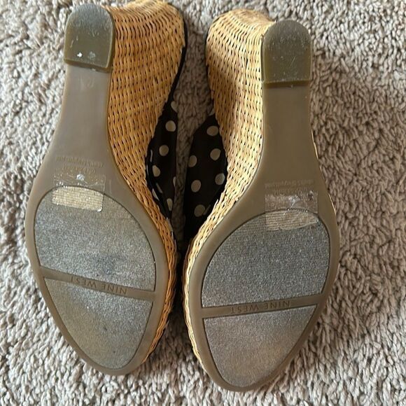 Nine West Black Tan Satin Wedges Size 9.5 - Picture 7 of 7